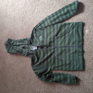 Boys North face fleece zip up jacket size medium 1012 gray green